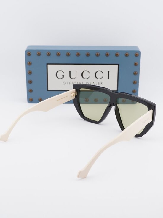 Gucci GG0997S 001 Shield Sunglasses - Black / Green